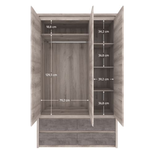 Skriňa so zrkadlom 3D4S, gaštan nairobi/onyx, JESI NEW