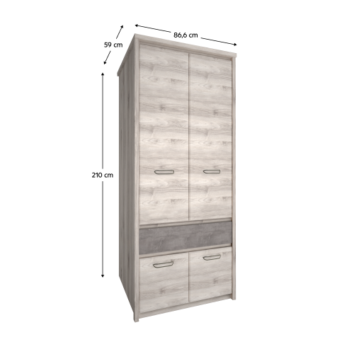 Skriňa 4D1S, gaštan nairobi/onyx, JESI NEW