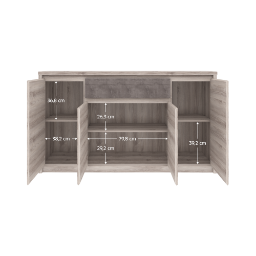 Komoda 4D1S, gaštan nairobi/onyx, JESI