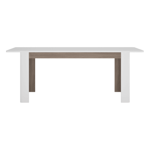 Jedálenský rozkladací stôl, biela extra vysoký lesk HG/dub sonoma tmavý truflový, 160-200x90 cm, LYNATET TYP 75 Jedálenský rozkladací stôl, biela extra vysoký lesk HG/dub sonoma tmavý truflový, 160-200x90 cm, LYNATET TYP 75