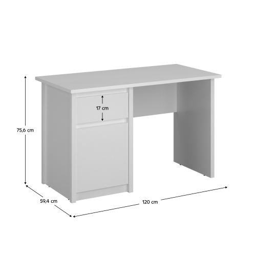 PC stôl 1D1S/120, biela, ERODIN PC stôl 1D1S/120, biela, ERODIN