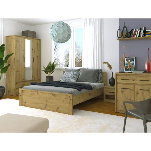 Posteľ, 140x200, dub artisan, AIRON