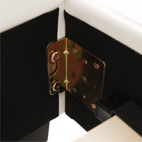 Manželská posteľ s roštom, 160x200, biela ekokoža, MIKEL