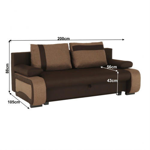 Rozkladacia pohovka, čokoládová/svetlohnedá, BOLIVIA