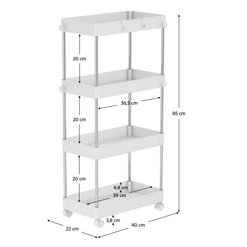 Pojazdný regál, biela, ALIOL TYP 3