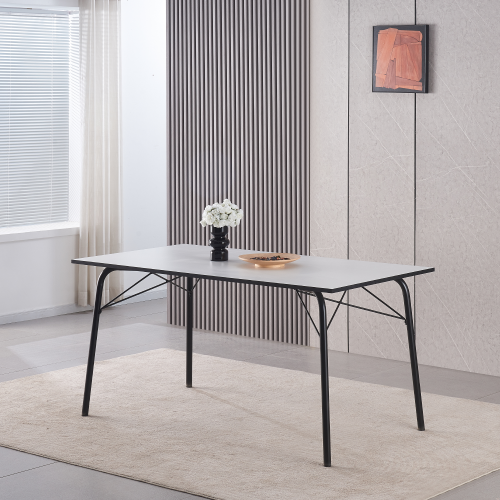 Jedálenský stôl, biela/čierna, 160x80x75 cm, NALAK TYP 3