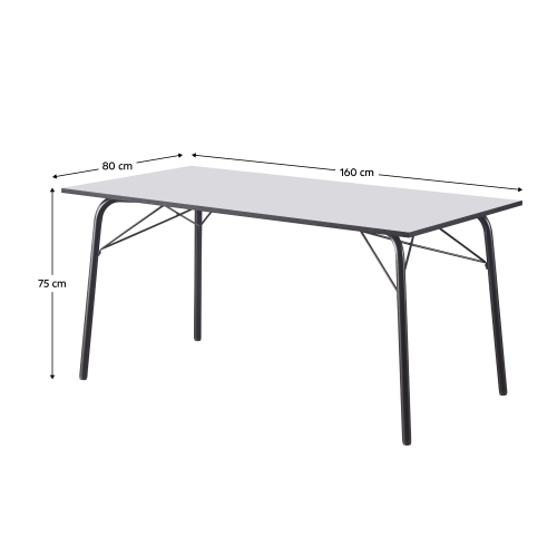 Jedálenský stôl, biela/čierna, 160x80x75 cm, NALAK TYP 3