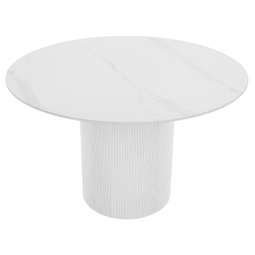 Jedálenský stôl, biely mramor/MDF, priemer 120 cm, MAHIR TYP 1