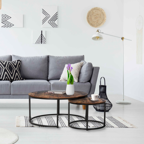 Konferenčné stolíky, set 2 ks, orech/čierna, CIRKO