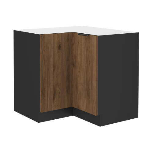Spodná rohová skrinka, orech okapi/čierna, MENZO 90x90 DN 2F BB Spodná rohová skrinka, orech okapi/čierna, MENZO 90x90 DN 2F BB