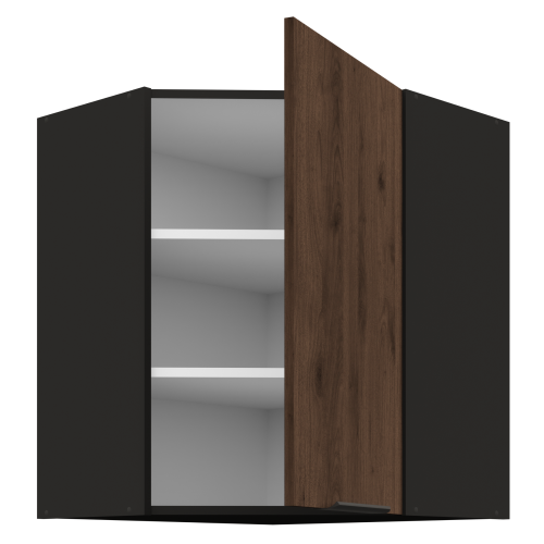 Horná rohová skrinka, orech okapi/čierna, MENZO 60x60 GN-72 1F