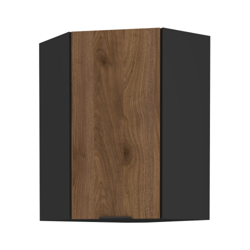 Horná rohová skrinka, orech okapi/čierna, MENZO 60x60 GN-90 1F Horná rohová skrinka, orech okapi/čierna, MENZO 60x60 GN-90 1F