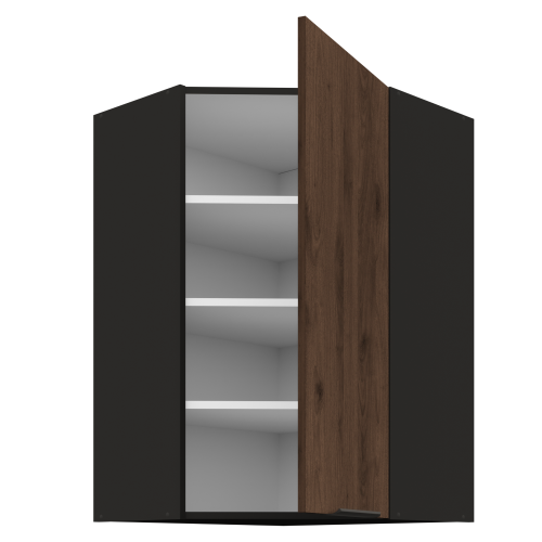 Horná rohová skrinka, orech okapi/čierna, MENZO 60x60 GN-90 1F Horná rohová skrinka, orech okapi/čierna, MENZO 60x60 GN-90 1F