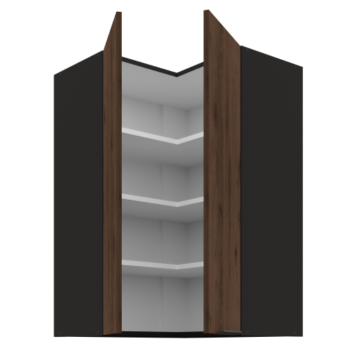 Horná rohová skrinka, orech okapi/čierna, MENZO 60x60 GN-90 2F Horná rohová skrinka, orech okapi/čierna, MENZO 60x60 GN-90 2F