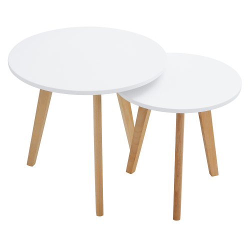 Sada 2 konferenčných stolíkov, biela/buk, MALTO 2 NEW