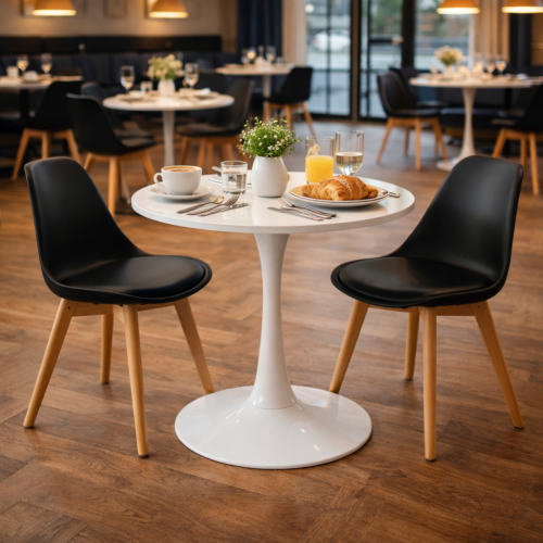 Jedálenský stôl, okrúhly, biela matná, priemer 80 cm, REVENTON NEW