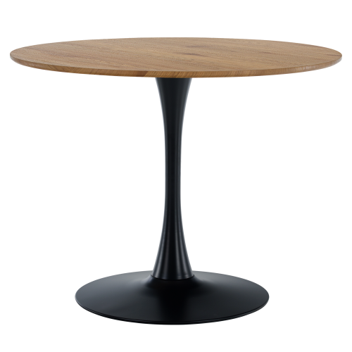 Jedálenský stôl, okrúhly, dub/čierna, priemer 110 cm, REVENTON NEW