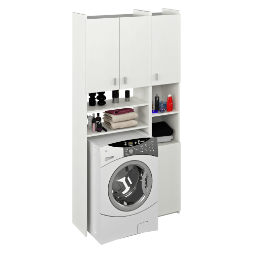 Skrinka nad práčku s regálom, biela, MIRALI