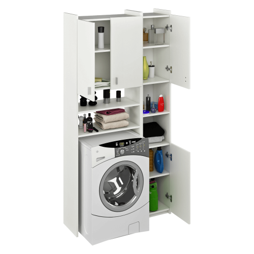 Skrinka nad práčku s regálom, biela, MIRALI