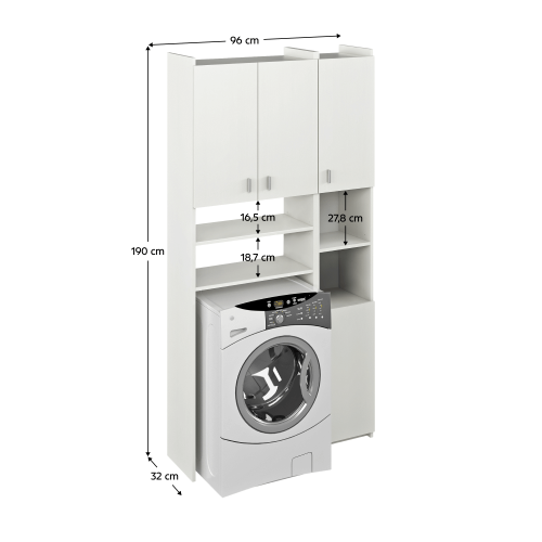 Skrinka nad práčku s regálom, biela, MIRALI