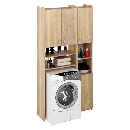 Skrinka nad práčku s regálom, dub sonoma, MIRALI