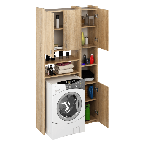 Skrinka nad práčku s regálom, dub sonoma, MIRALI