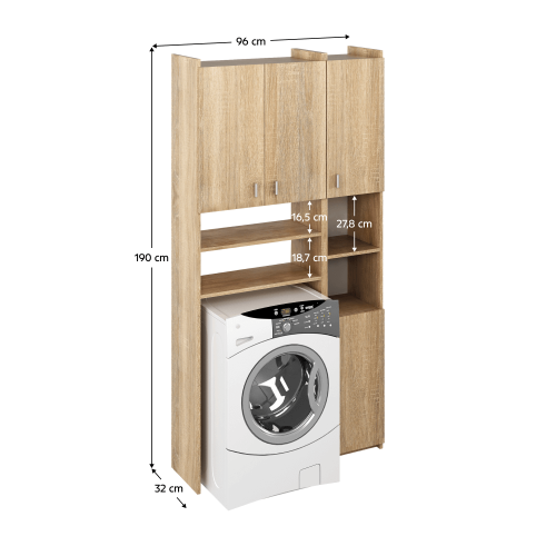 Skrinka nad práčku s regálom, dub sonoma, MIRALI