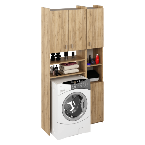 Skrinka nad práčku s regálom, dub artisan, MIRALI