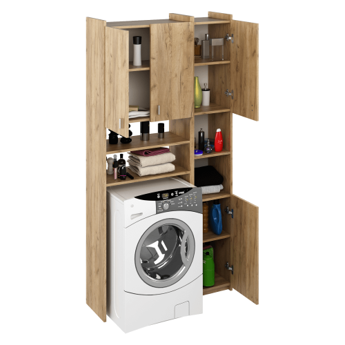 Skrinka nad práčku s regálom, dub artisan, MIRALI