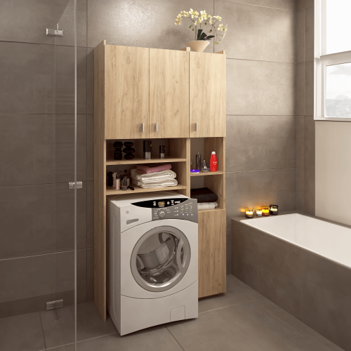 Skrinka nad práčku s regálom, dub artisan, MIRALI