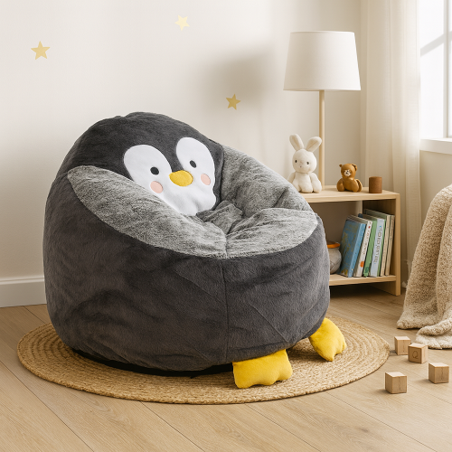 Sedací vak tučniak, sivá, PINGO