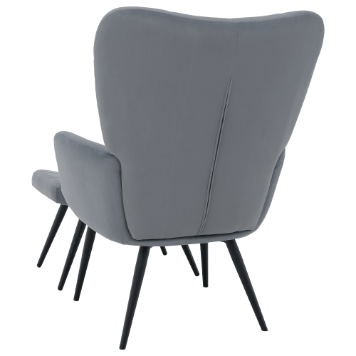 Kreslo s podnožou, sivá Velvet látka/čierna, HABEN Kreslo s podnožou, sivá Velvet látka/čierna, HABEN