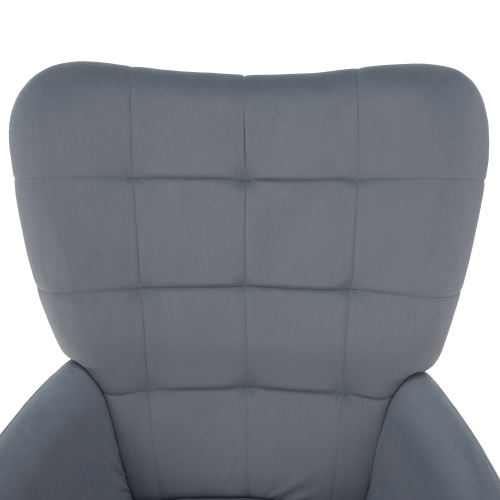 Kreslo s podnožou, sivá Velvet látka/čierna, HABEN Kreslo s podnožou, sivá Velvet látka/čierna, HABEN