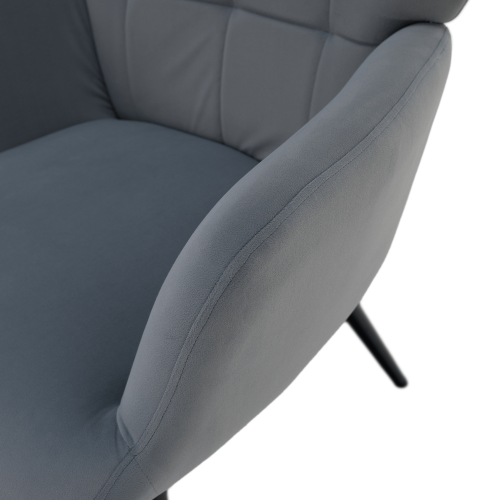 Kreslo s podnožou, sivá Velvet látka/čierna, HABEN Kreslo s podnožou, sivá Velvet látka/čierna, HABEN