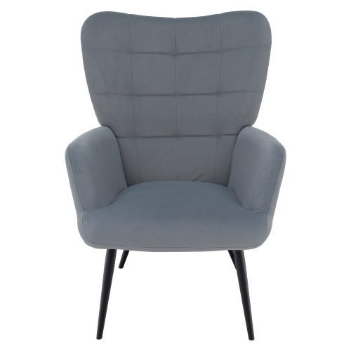 Kreslo s podnožou, sivá Velvet látka/čierna, HABEN Kreslo s podnožou, sivá Velvet látka/čierna, HABEN