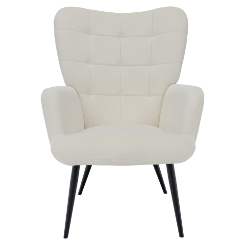 Kreslo s podnožou, biela Velvet látka/čierna, HABEN