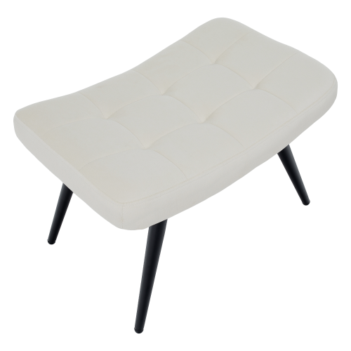 Kreslo s podnožou, biela Velvet látka/čierna, HABEN