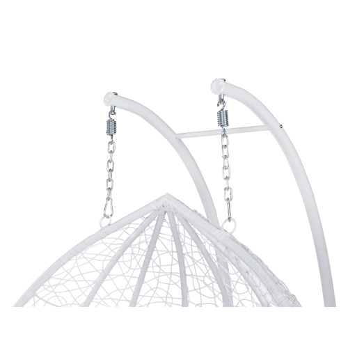 Závesné dvojkreslo, biela/vzor kvety, DELIA