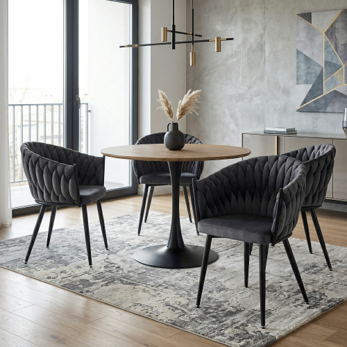 Jedálenské kreslo, tmavosivá Velvet látka/čierna, BLER