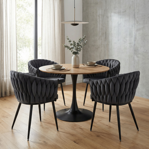 Jedálenské kreslo, tmavosivá Velvet látka/čierna, BLER