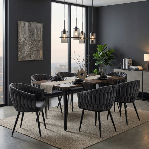 Jedálenské kreslo, tmavosivá Velvet látka/čierna, BLER