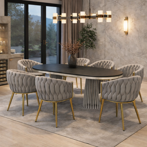 Jedálenské kreslo, sivohnedá Taupe Velvet látka/gold chróm zlatý, DEILA