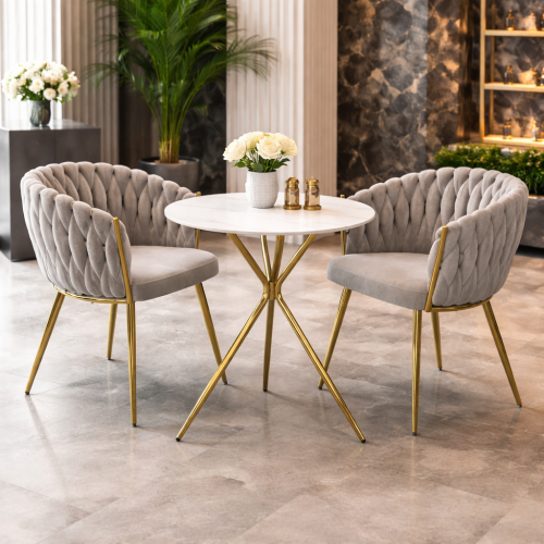 Jedálenské kreslo, sivohnedá Taupe Velvet látka/gold chróm zlatý, DEILA