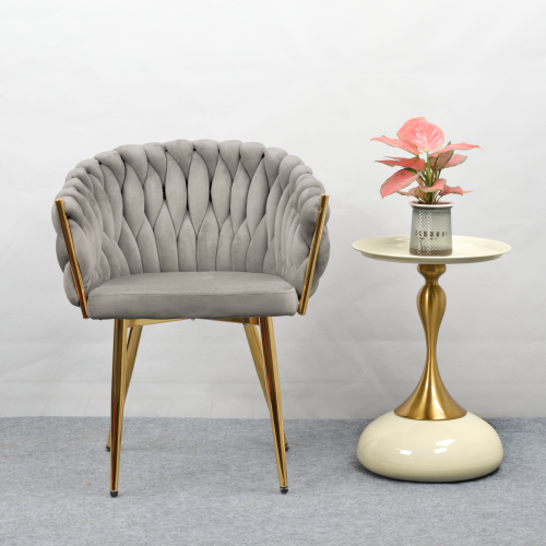 Jedálenské kreslo, sivohnedá Taupe Velvet látka/gold chróm zlatý, DEILA