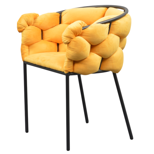 Jedálenské kreslo, žltá Velvet látka/čierna, DOROTA