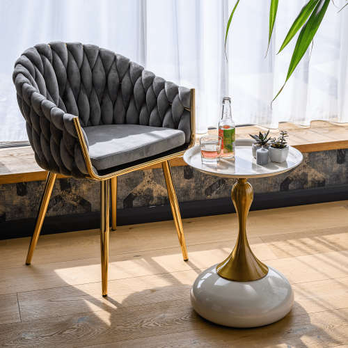 Príručný stolík, biela Ivory/zlatá, FEJ