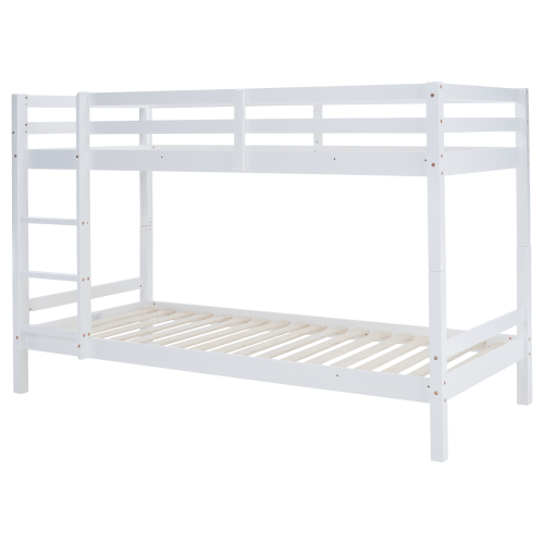 Poschodová posteľ, 90x200, masívne drevo, biela, INEZA