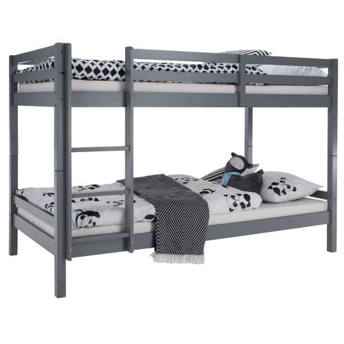 Poschodová posteľ, 90x200, masívne drevo, sivá, INEZA