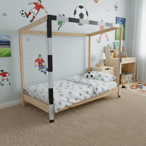 Montessori posteľ, prírodná/biela/čierna, 90x200, FUTAL