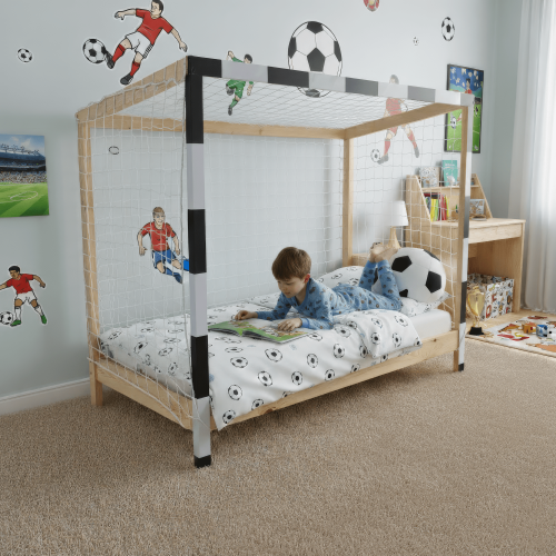 Montessori posteľ, prírodná/biela/čierna, 90x200, FUTAL